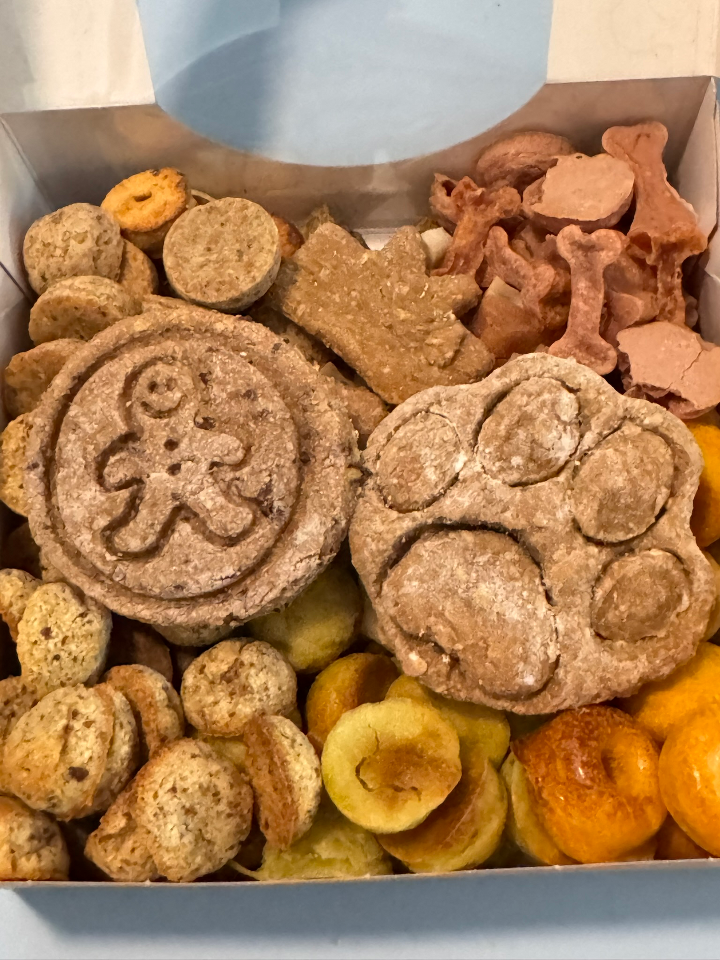 Geschenkebox zum 1. Hundegeburtstag mit verschiedenen Leckerli