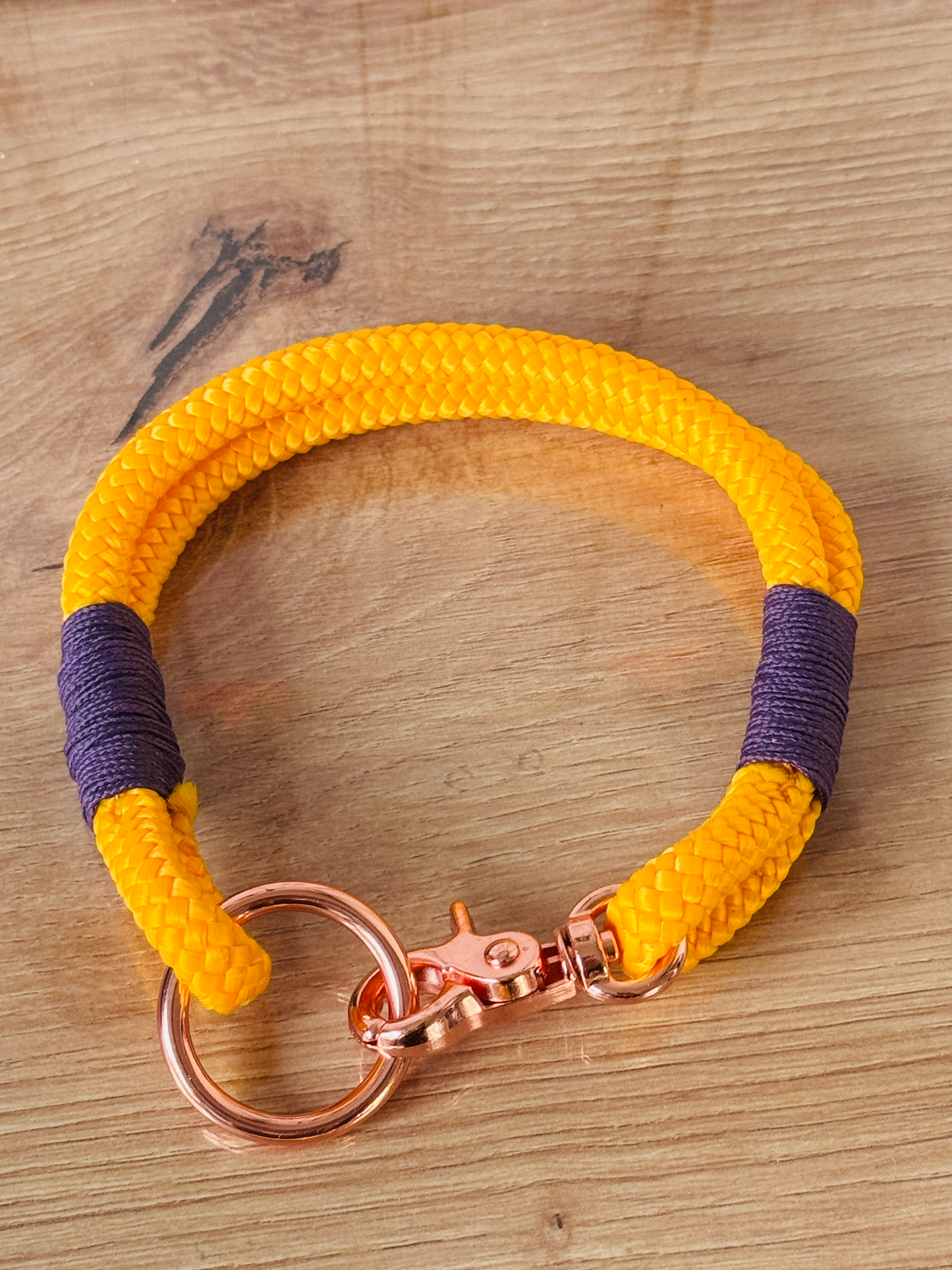 Halsband gelb - schönes Tauhalsband für Hunde mit Scherenkarabiner