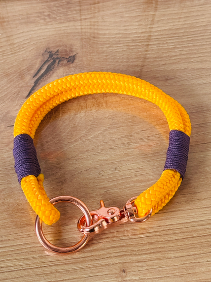 Halsband gelb - schönes Tauhalsband für Hunde mit Scherenkarabiner