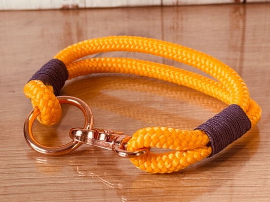 Halsband gelb - schönes Tauhalsband für Hunde mit Scherenkarabiner